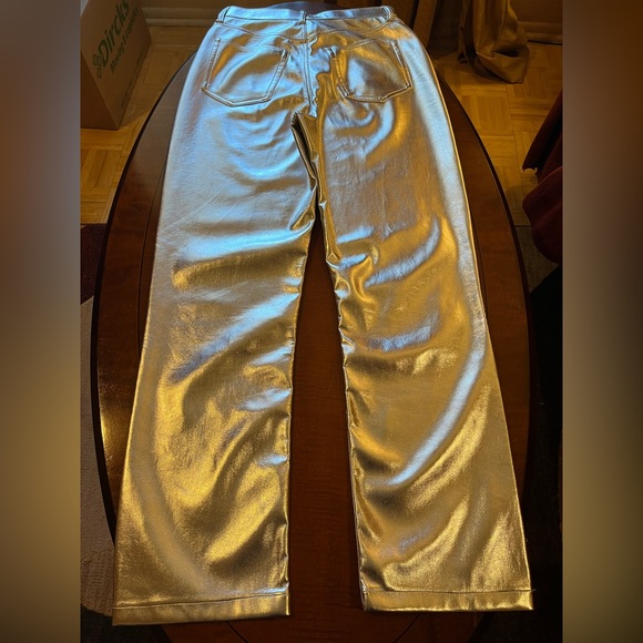 Abercrombie & Fitch Silver Metallic Vegan Leather Pants. Straight. Party. Sz 29 - Picture 9 of 12